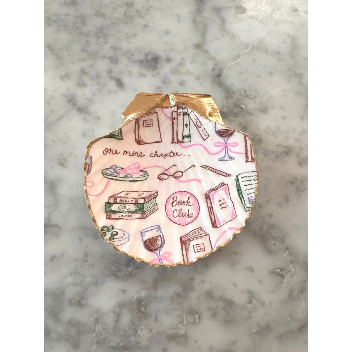 Book Club Scallop Shell Trinket & Ring Dish, Book Lover Gift