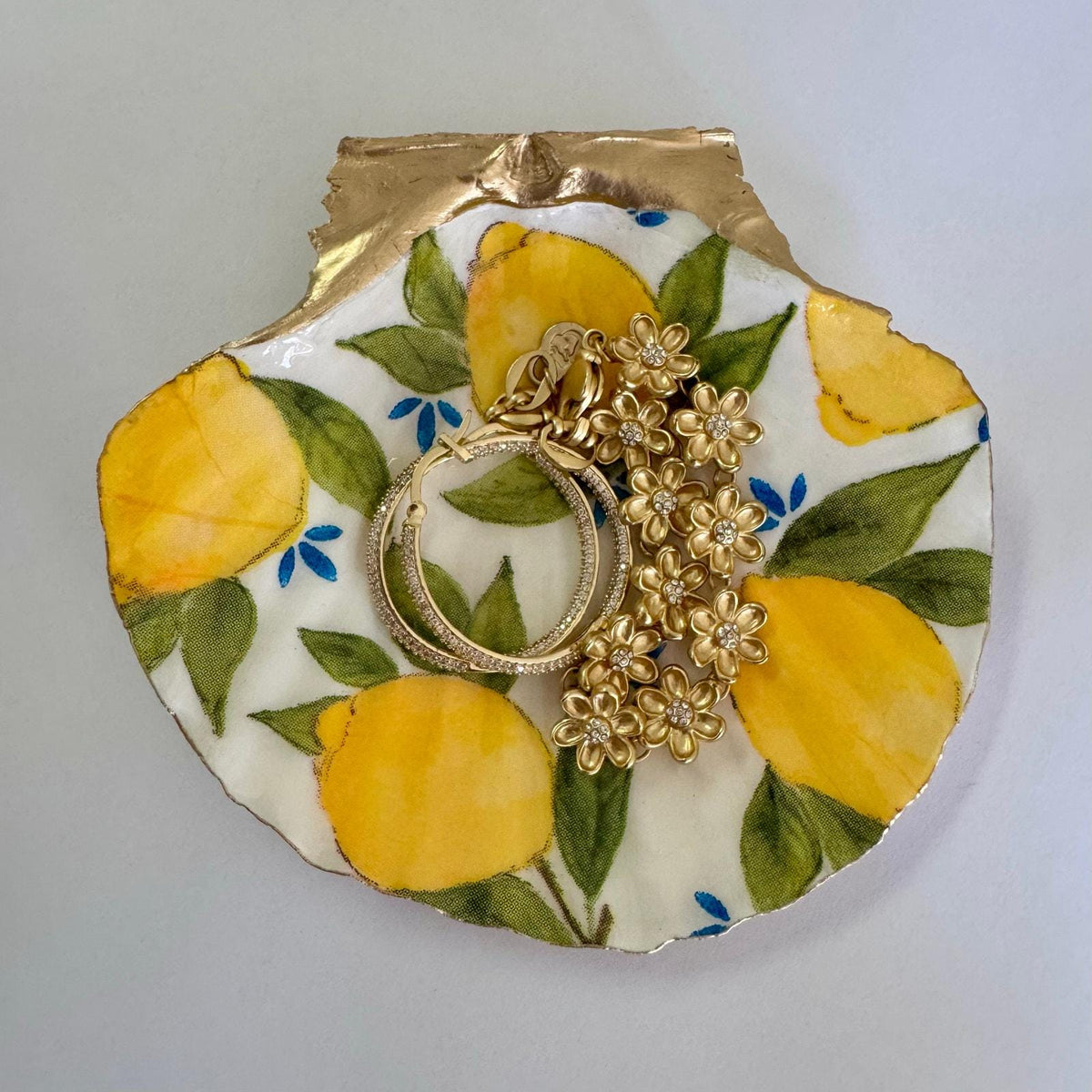 Italian Lemon Scallop Shell Jewelry Dish