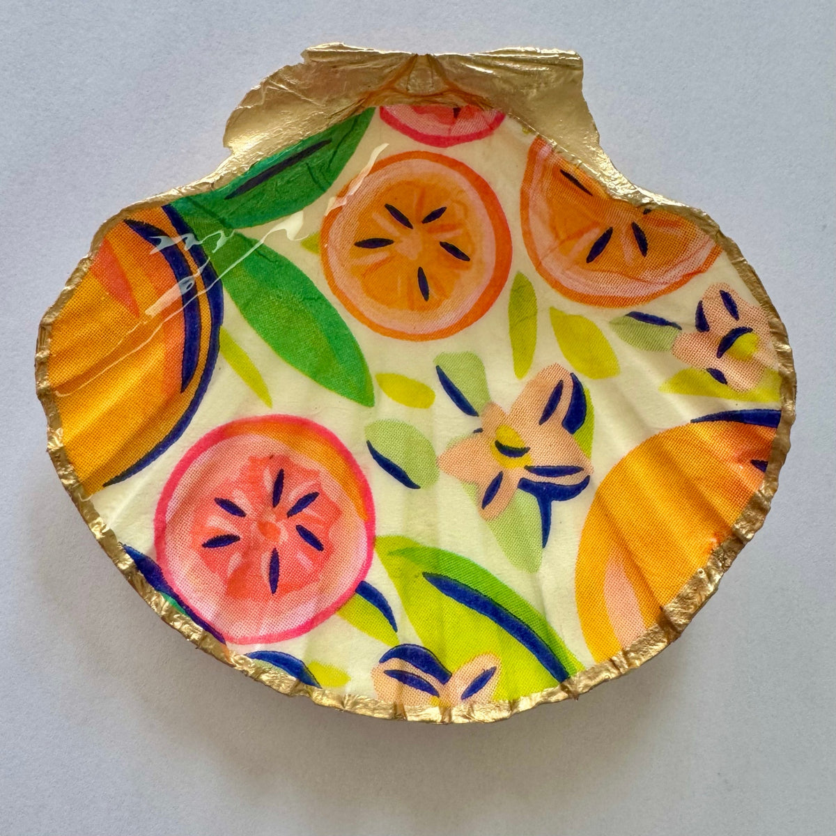 Tropical Fruit Scallop Seashell Jewelry Dish