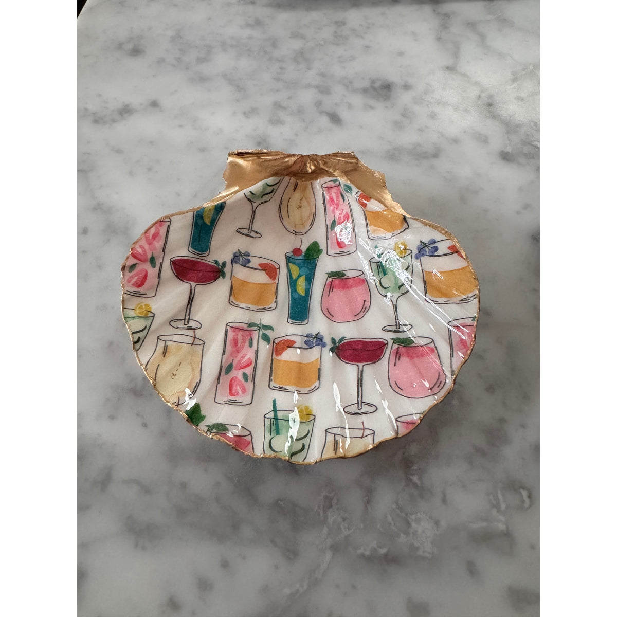 Cocktail Scallop Shell Trinket Dish, Bar Cart Decor, Hostess Gift