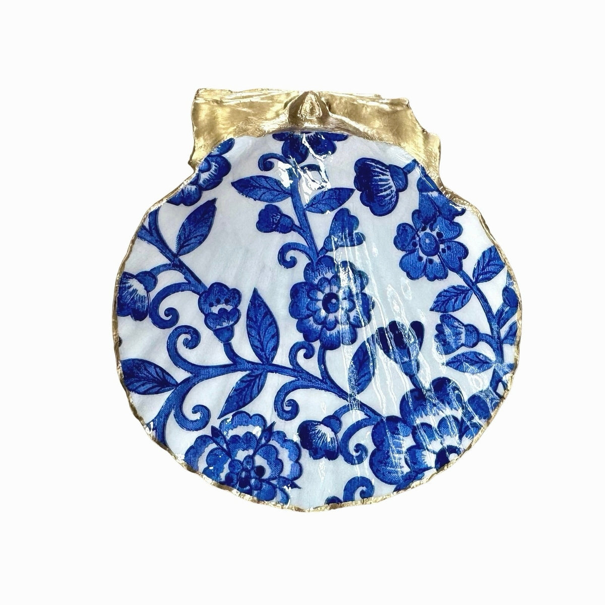 Blue & White Chinoiserie Scallop Shell Ring Dish