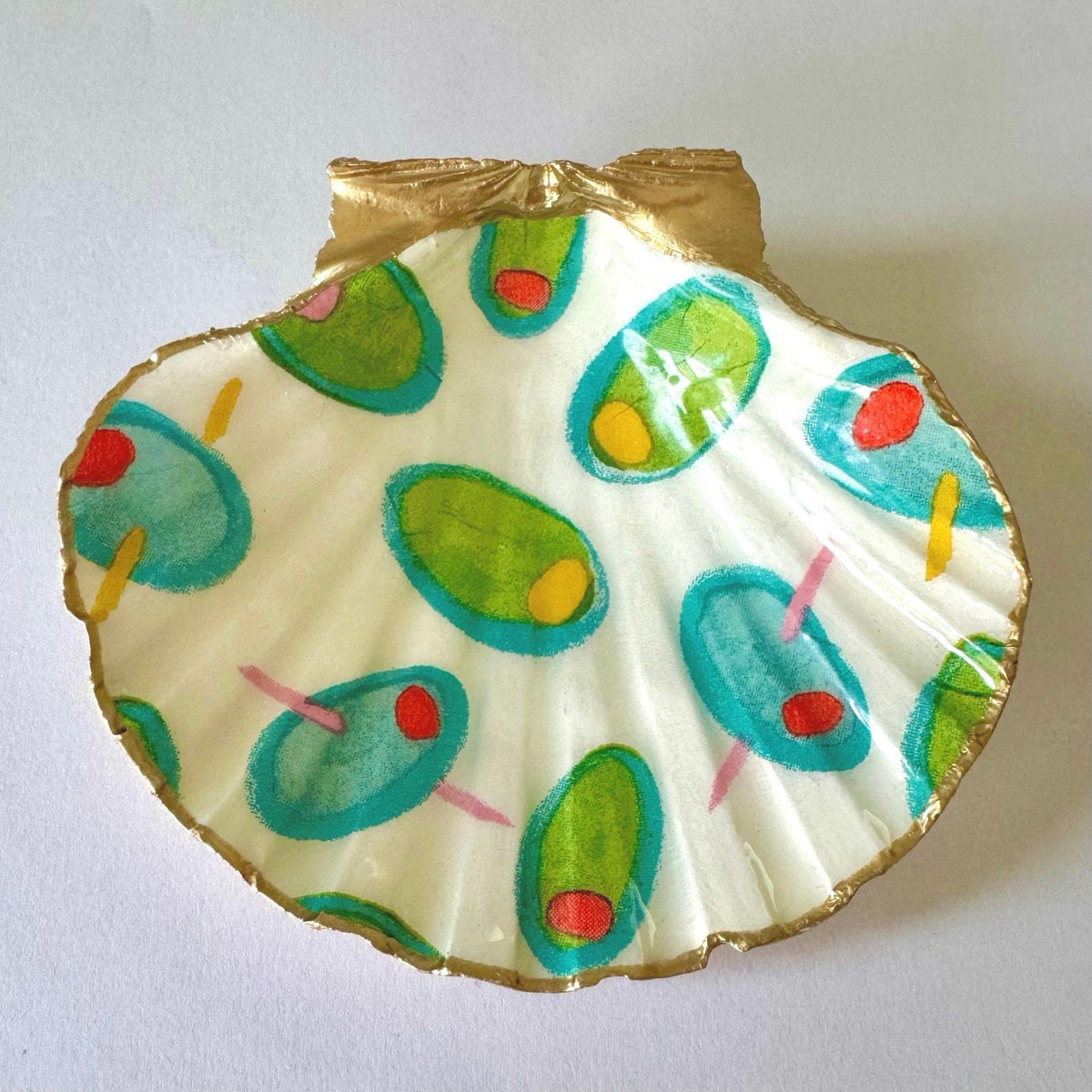 Olive Martini Scallop Shell Trinket Dish