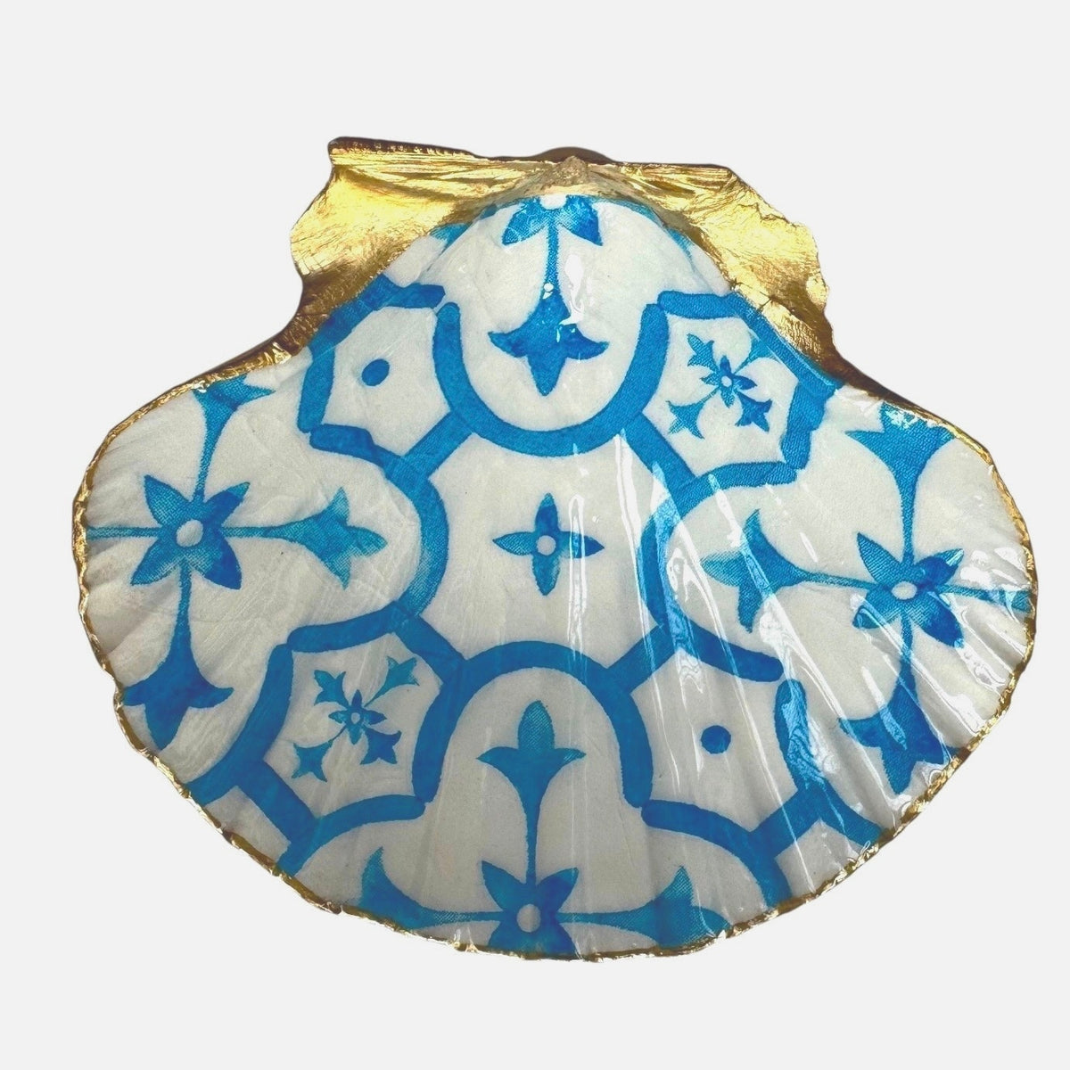 Additional view of turquoise moroccan tile shell trinket dish