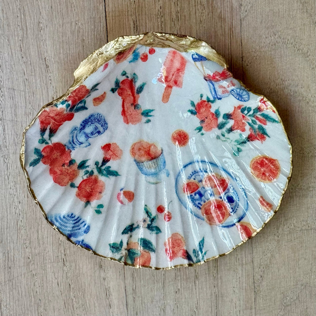 Italian Summer Orange Scallop Shell Jewelry Dish