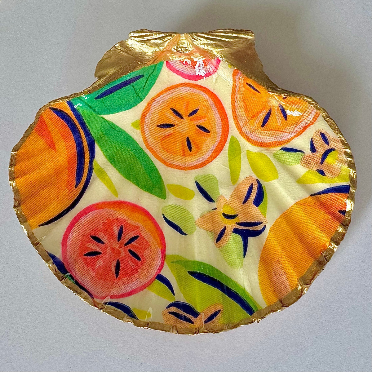 Tropical Fruit Scallop Seashell Jewelry Dish