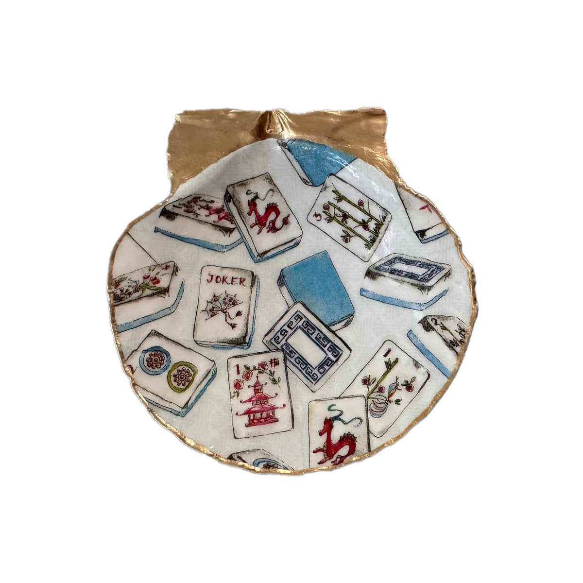 Mahjong Tile Scallop Shell Trinket Dish