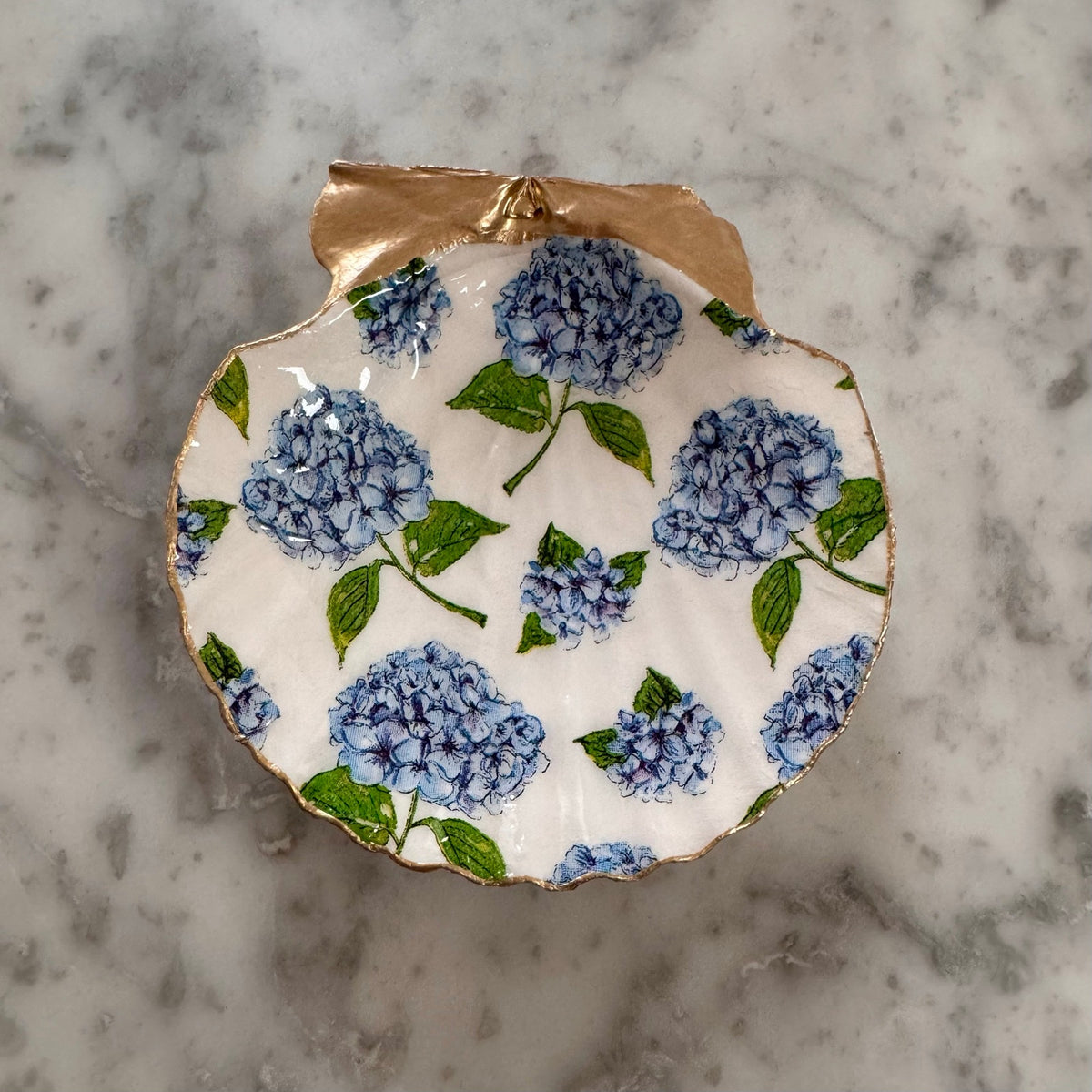 Blue Hydrangea Ring Dish, Floral Jewelry Trinket Dish