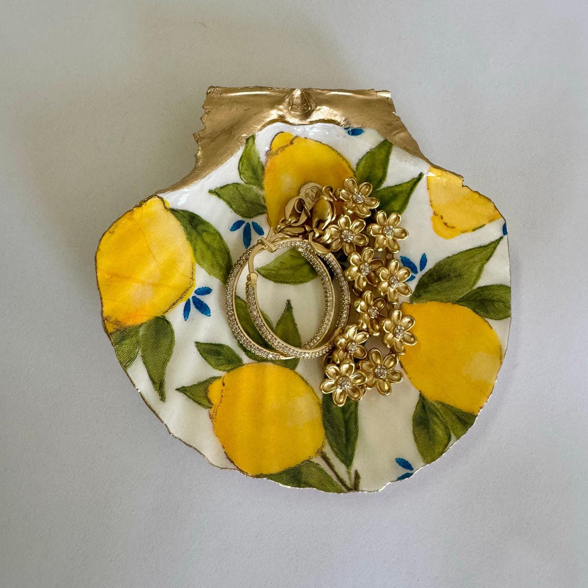 Italian Lemon Scallop Shell Jewelry Dish