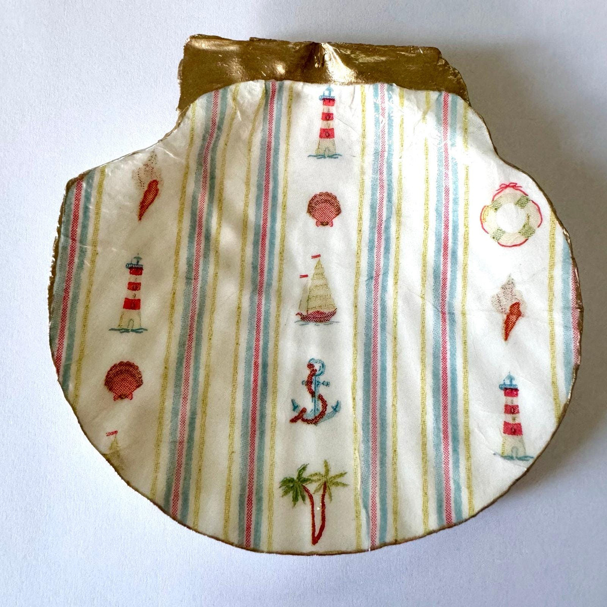 Nautical Lighthouse Scallop Shell Trinket Dish
