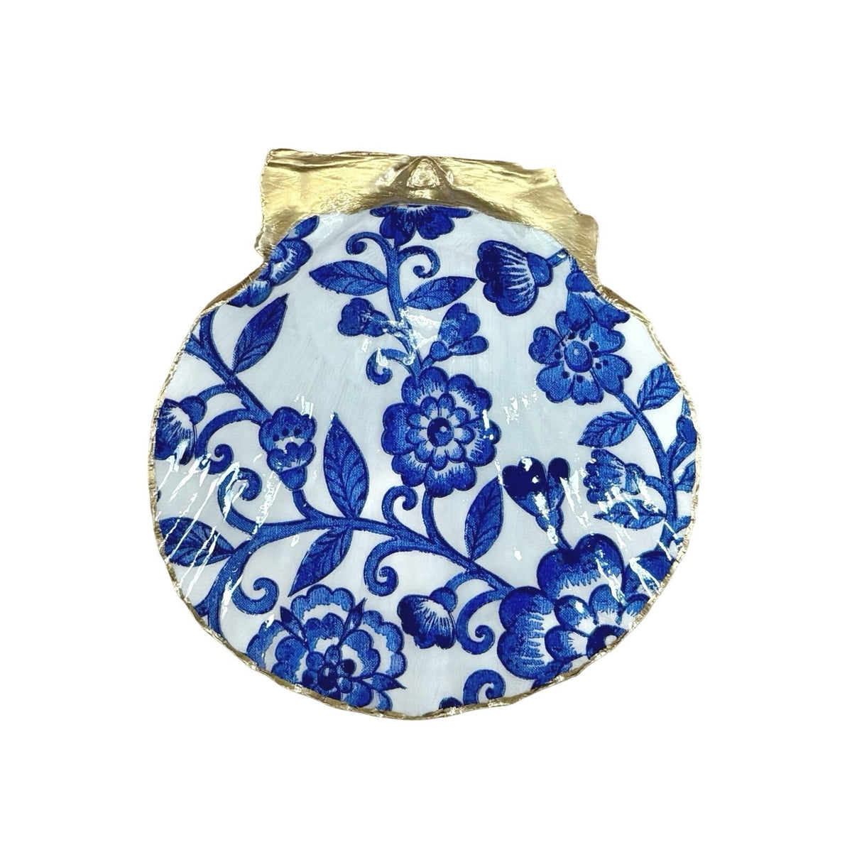 Blue & White Chinoiserie Scallop Shell Ring Dish