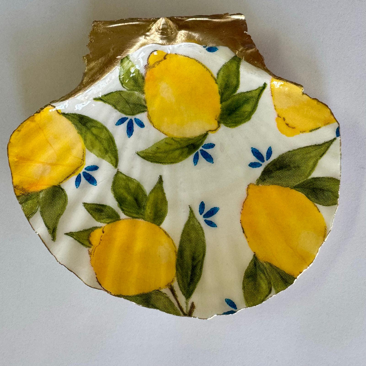 Italian Lemon Scallop Shell Jewelry Dish