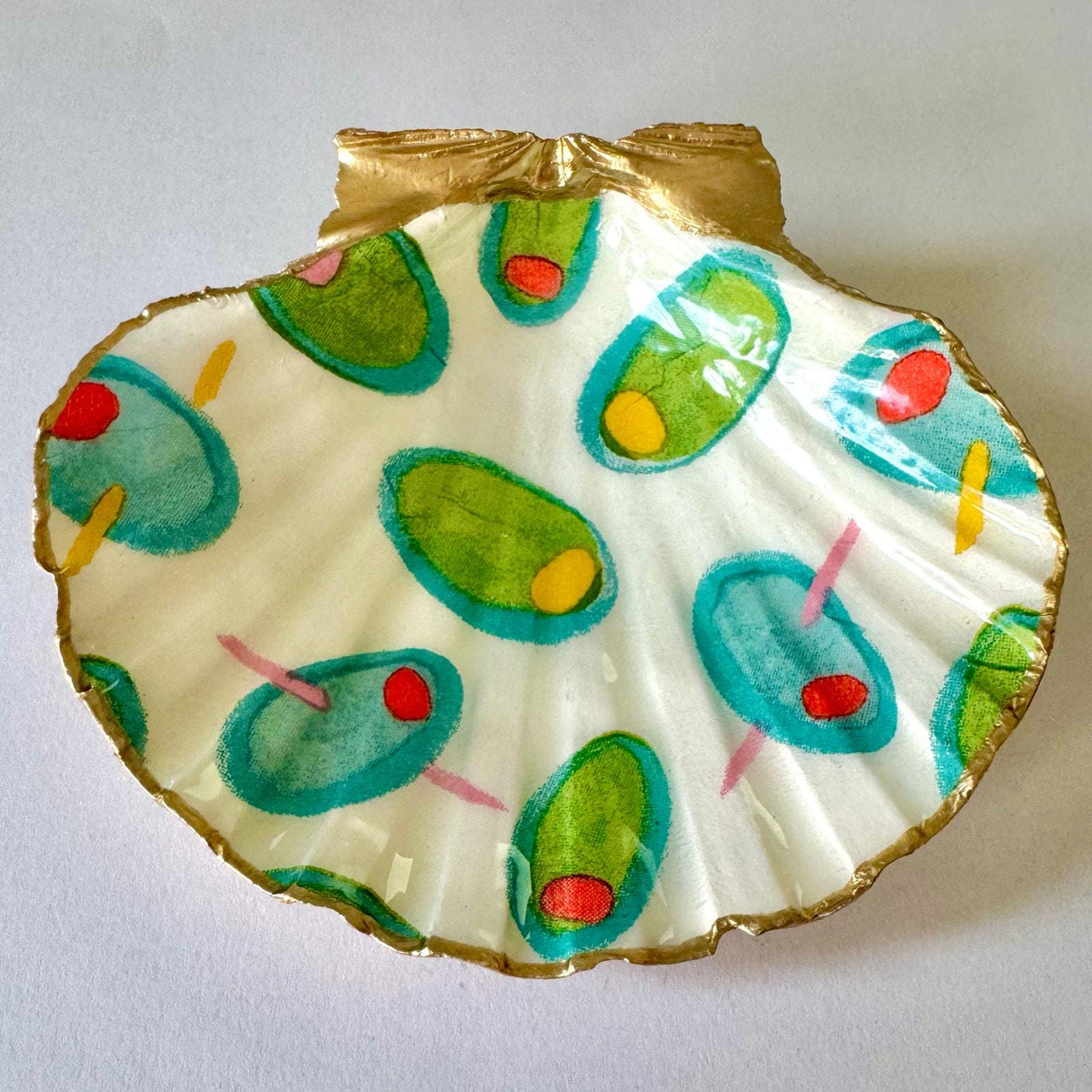 Olive Martini Scallop Shell Trinket Dish