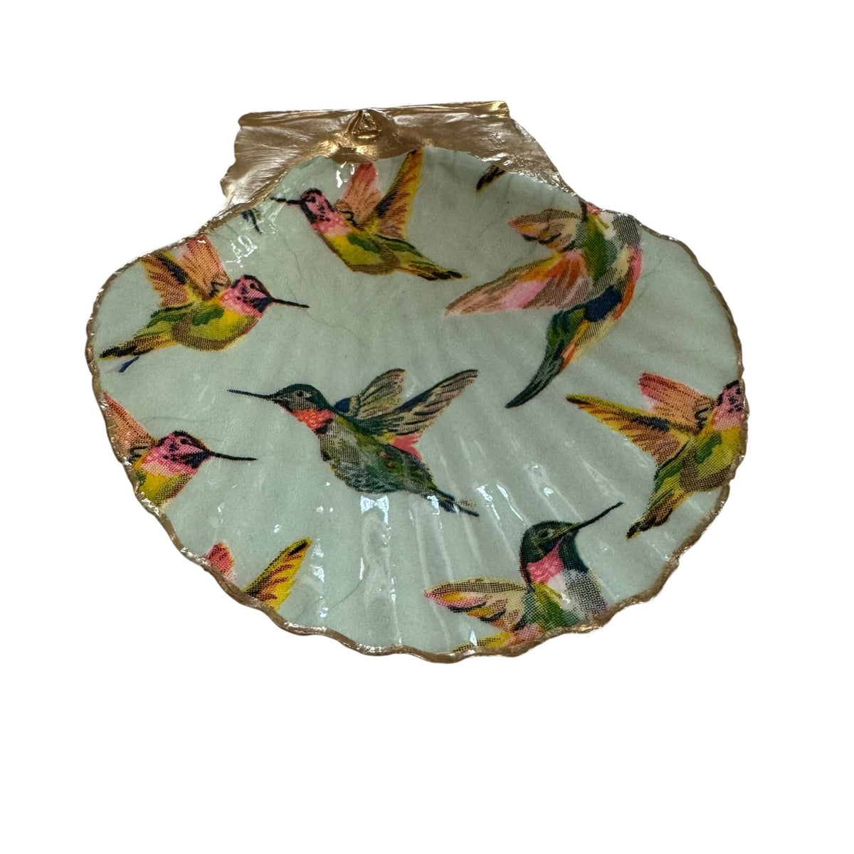 Hummingbird Scallop Shell Jewelry Dish