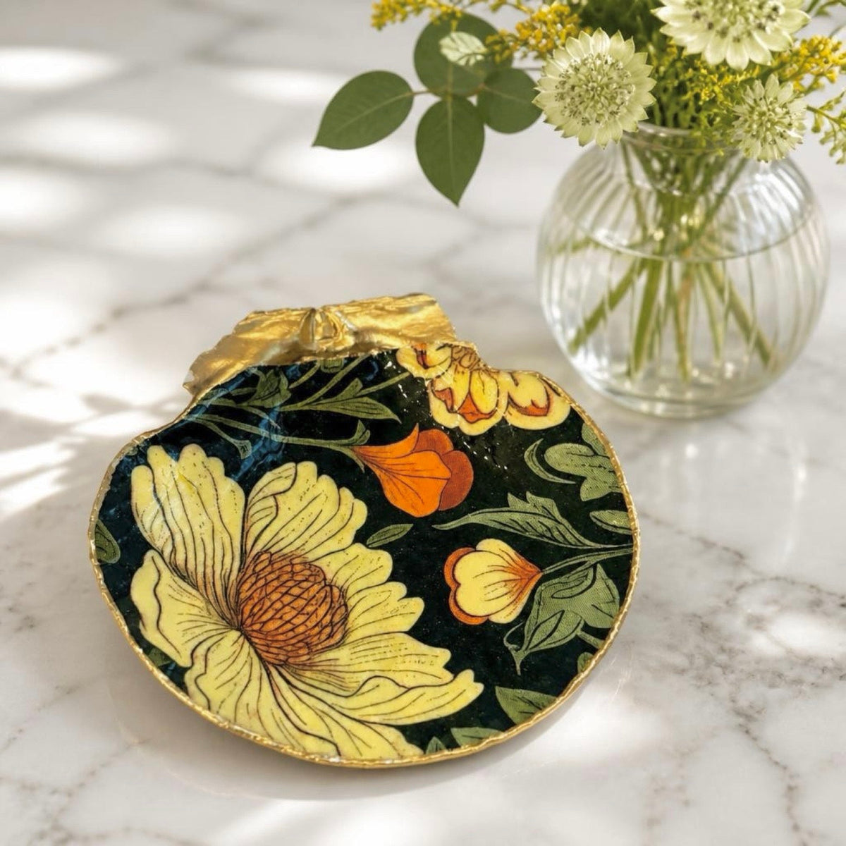 Alternate view of william morris golden floral shell trinket dish