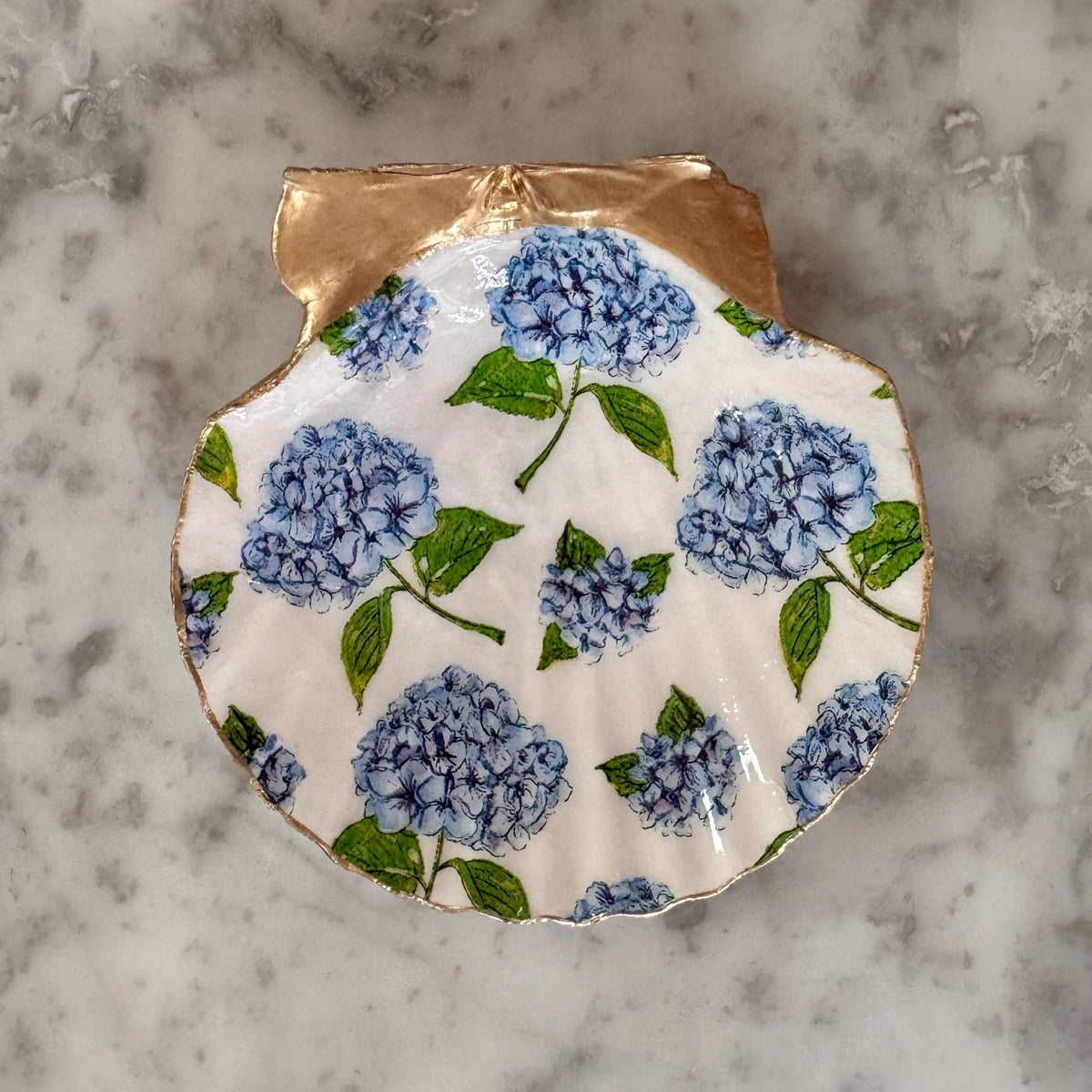 Blue Hydrangea Ring Dish, Floral Jewelry Trinket Dish