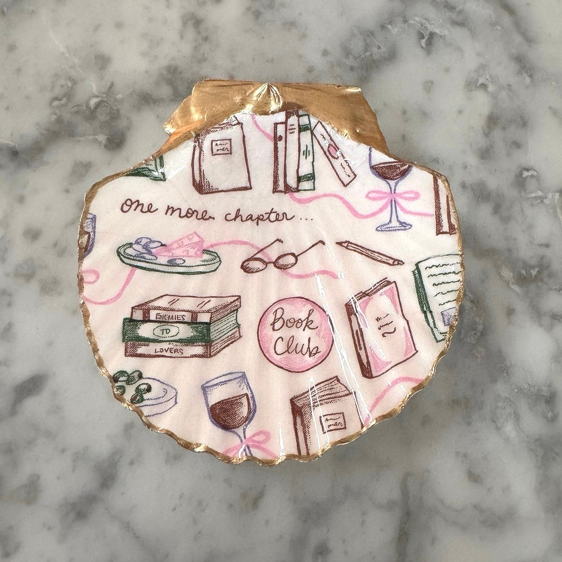 Book Club Scallop Shell Trinket & Ring Dish, Book Lover Gift