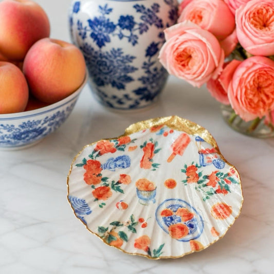 Italian Summer Orange Scallop Shell Jewelry Dish