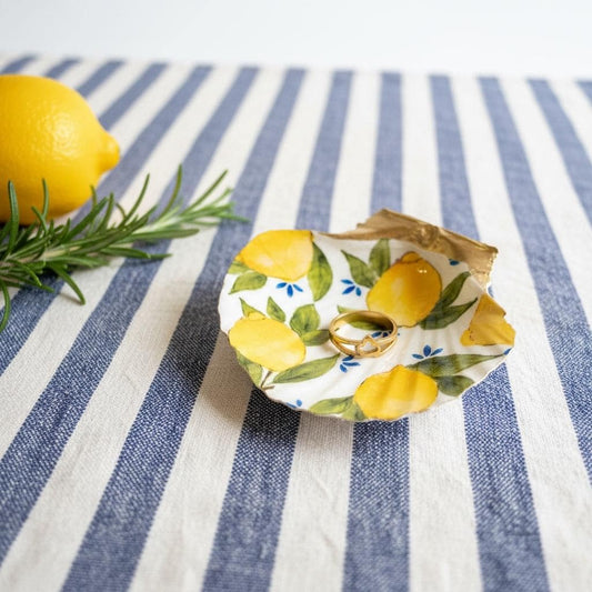 Italian Lemon Scallop Shell Jewelry Dish