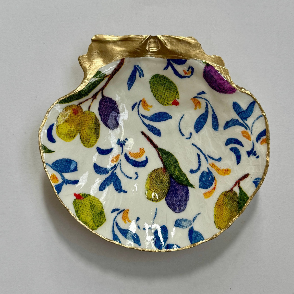 Mediterranean Olive Scallop Shell Jewelry Dish