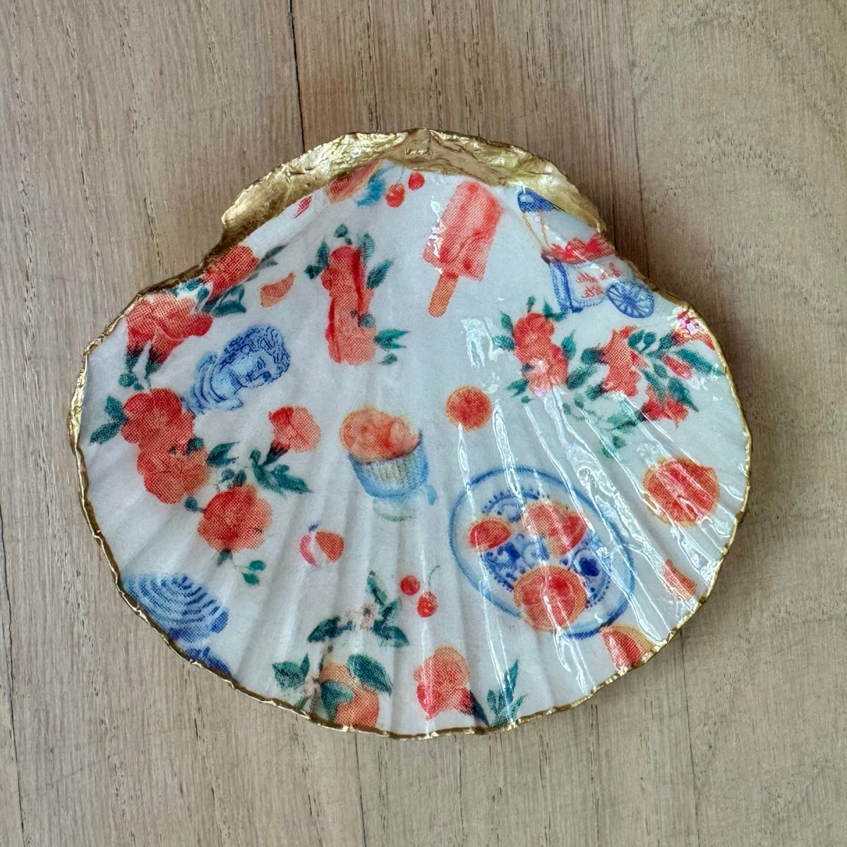 Italian Summer Orange Scallop Shell Jewelry Dish
