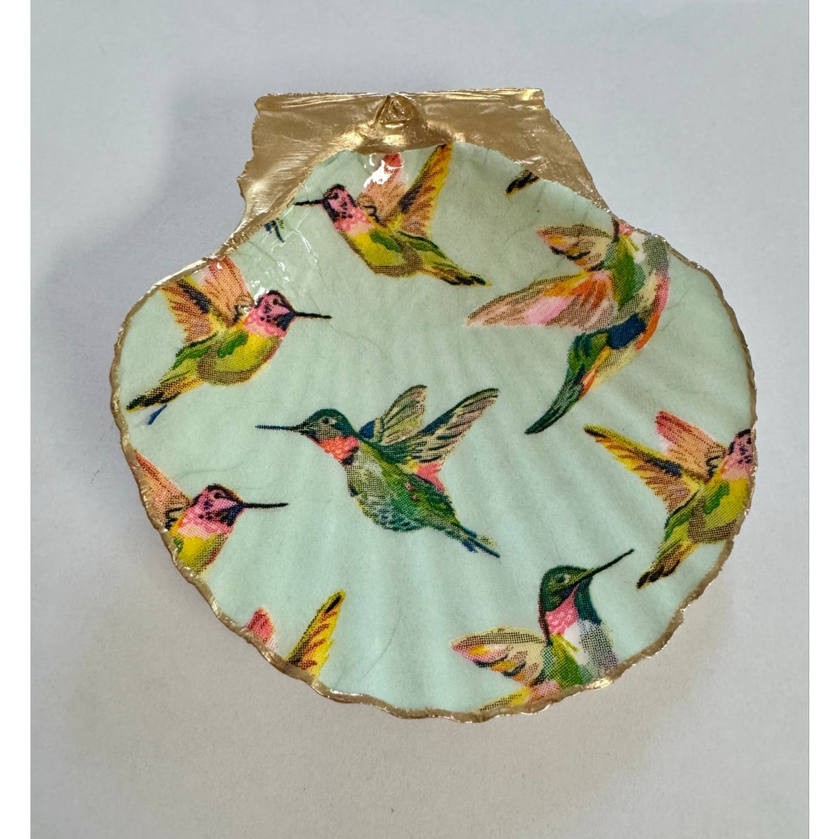 Hummingbird Scallop Shell Jewelry Dish