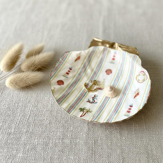 Nautical Lighthouse Scallop Shell Trinket Dish