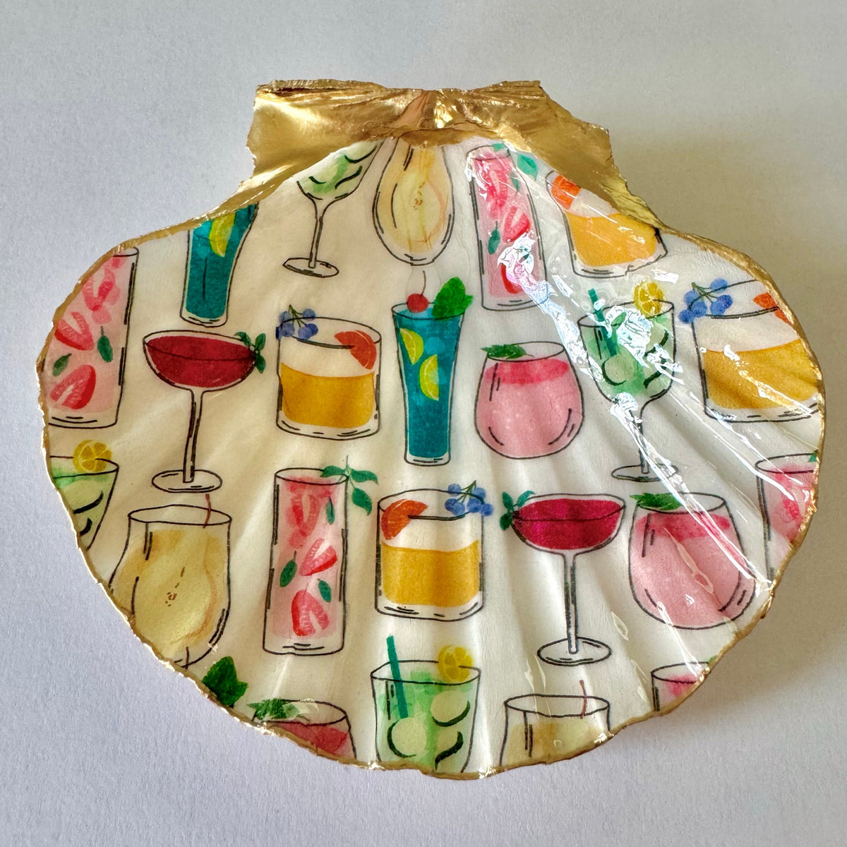 Cocktail Scallop Shell Trinket Dish, Bar Cart Decor, Hostess Gift
