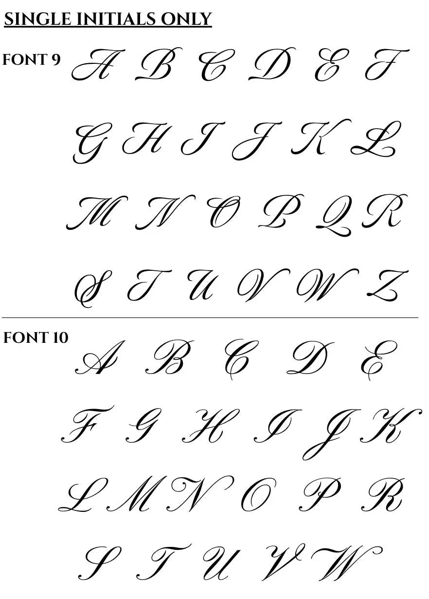 Single-initial font selection guide, fonts 9 and 10