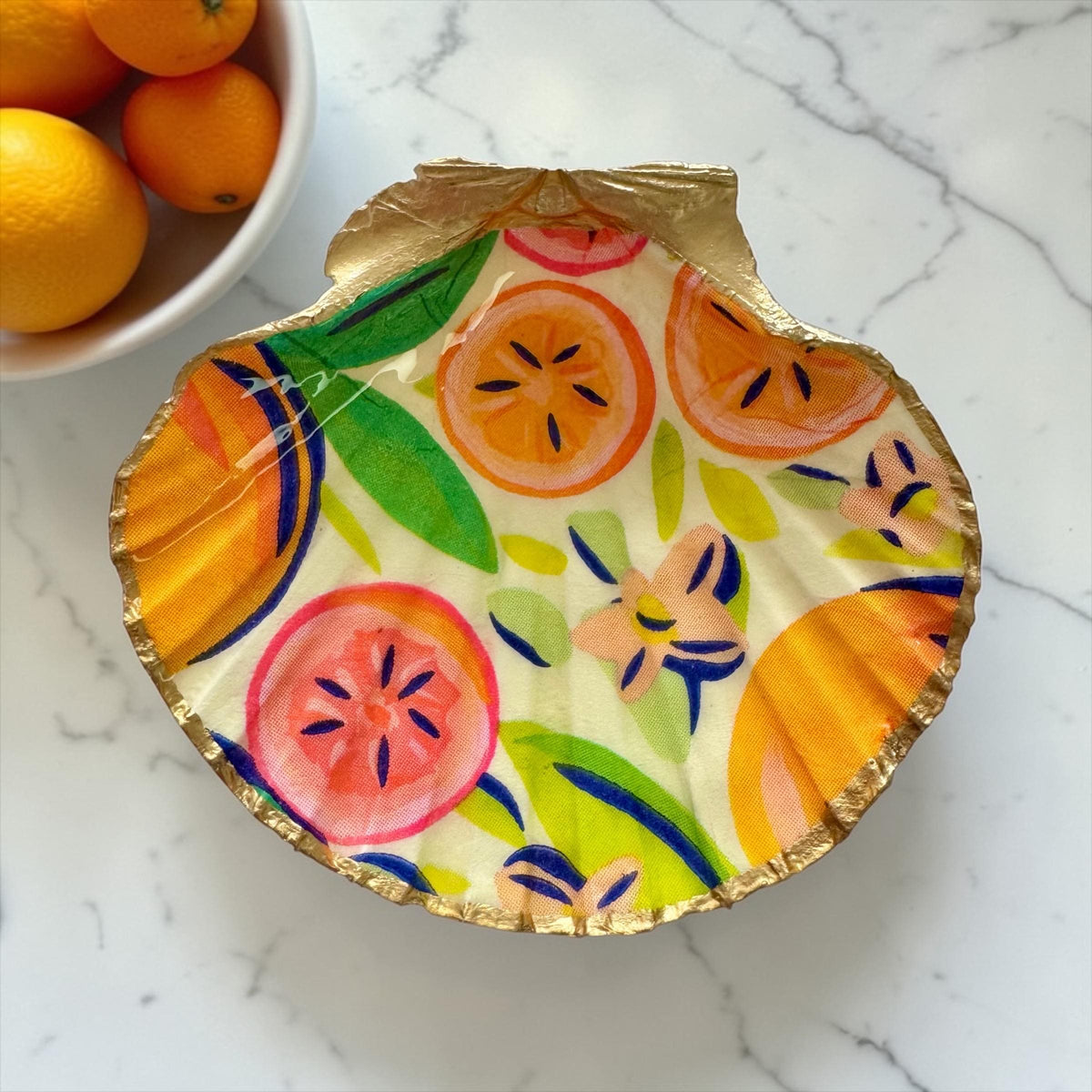 Tropical Fruit Scallop Seashell Jewelry Dish